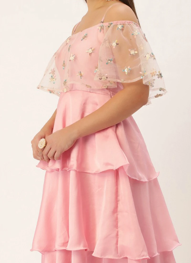 KHALA Clothing Shop 20 KHALA Clothing Shop -KHALA Clothing Shop Light Beige Embroidered Net N Pink Satin Dress DRBS02302457 l