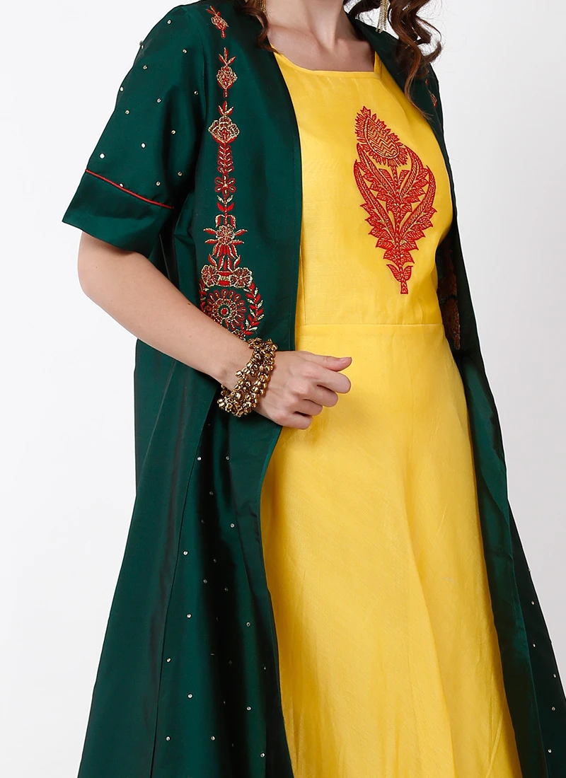 KHALA Clothing Shop 38 KHALA Clothing Shop -KHALA Clothing Shop green and yellow embroidered indo western dress iwddrrwrs455 l